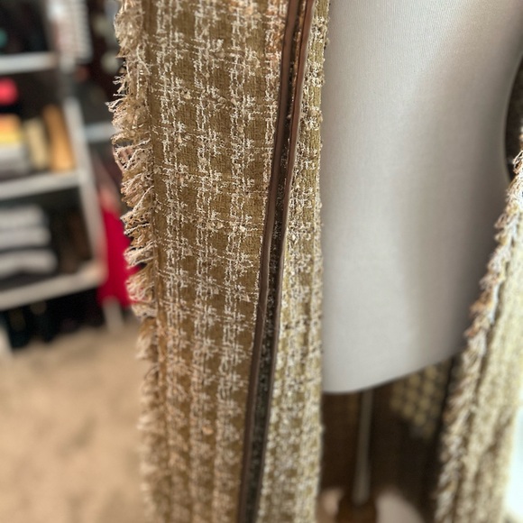 Elie Tahari Metallic Gold Tweed Long Coat Size Small NWT - Picture 7 of 8